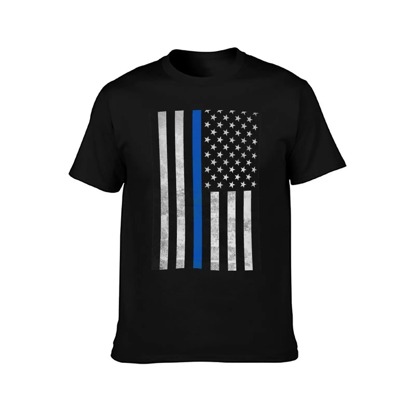 Black American flag with blue stripe- tribute to a local police officer who was shot and killed T-Shirt
