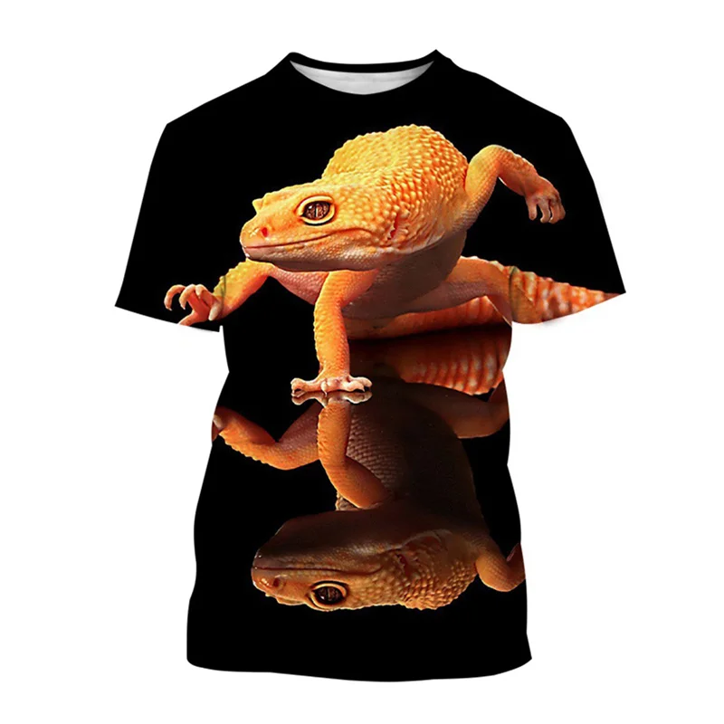 3D Printed Cool Lizard T-Shirt For Men Women Fashion Animal Pattern Tees Summer Loose Round Neck Tops Short Sleeves Kid T Shirts