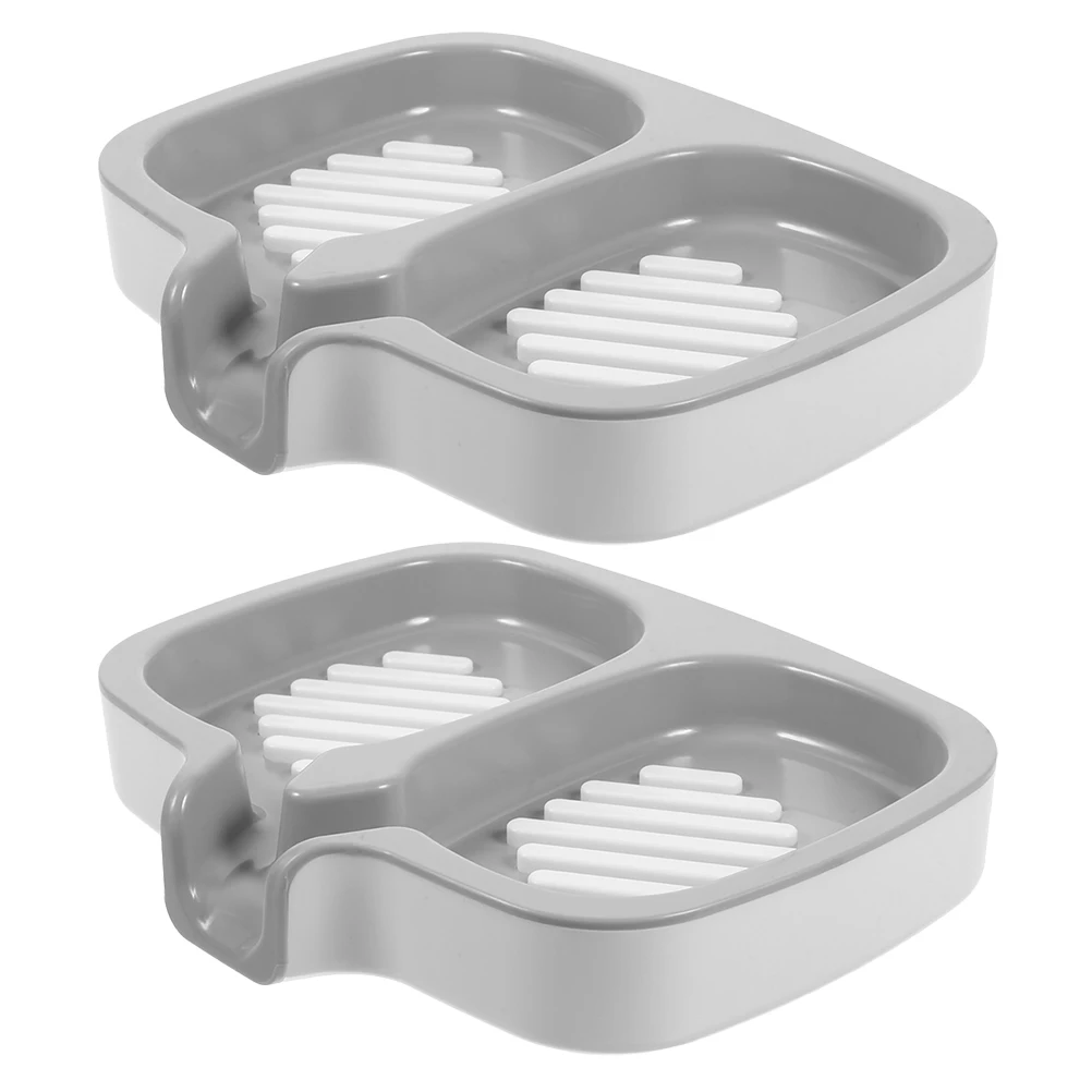 

2pcs Portable Dish Holder For Bathroom Self-Draining Plastic Tray Lightweight Bar Soap Storage Box Simple Soap Container Drying
