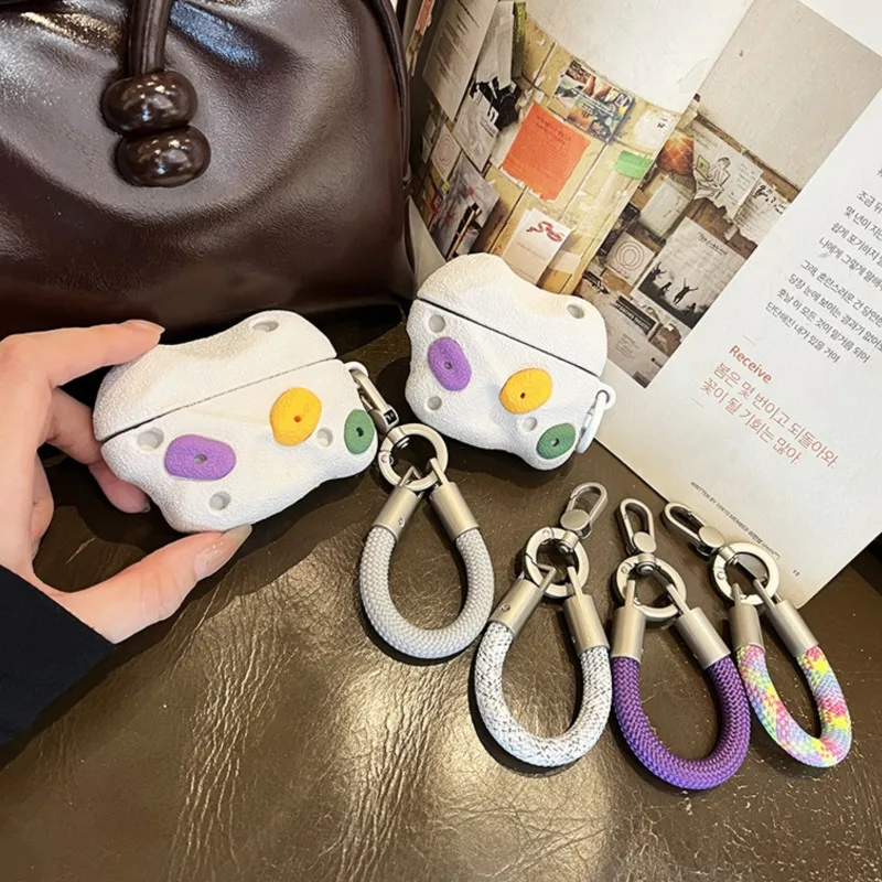 INS Cloud Puffy Rock Style Fashion Headphones Case Cute Colorful Dots with Strap for AirPods 4 5 Pro 2 Pro3 Special Unique Cover