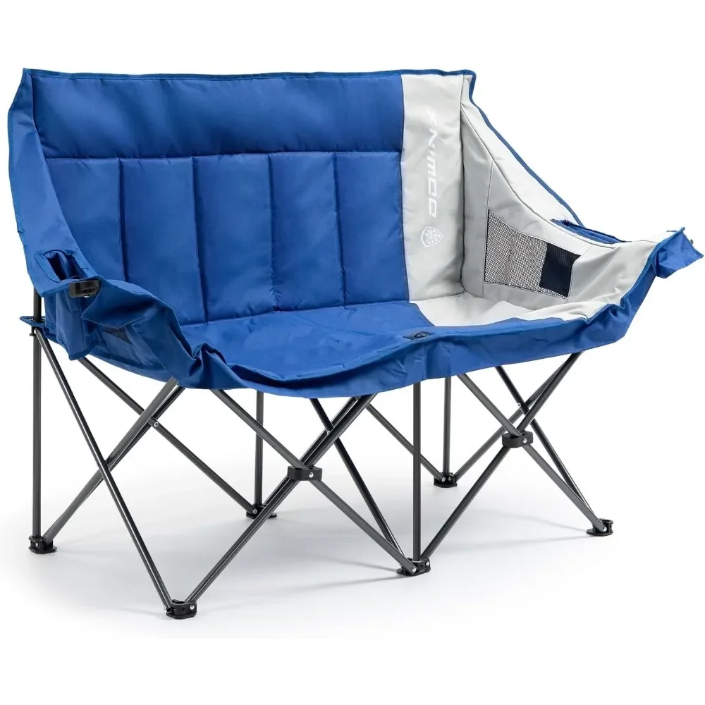 

Double Camping Chair Portable Folding Outdoor Loveseat with Side Pockets, Lawn Chair Camping Couch for Beach/Outdoor/Patio