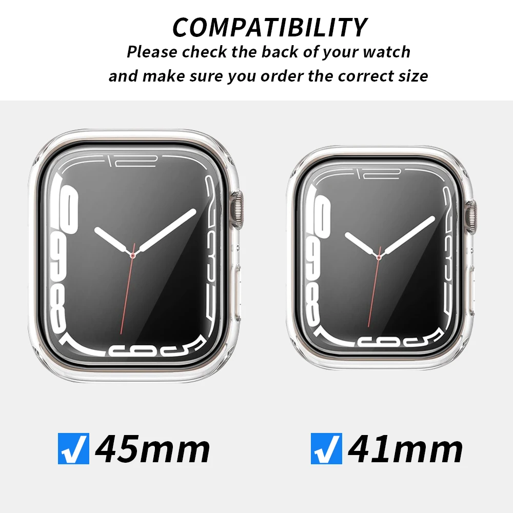 Glass+Case Protection Apple Watch Series 9/8/7 41mm 45mm Bumper for IWatch Se654321 40mm 44mm Protector Ultra/Ultra 2 49mm Cover image 2