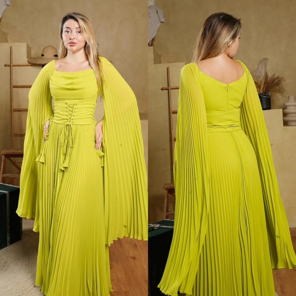 

Customized Jersey Draped Homecoming A-line Square Neck Bespoke Occasion Gown Long Dresses