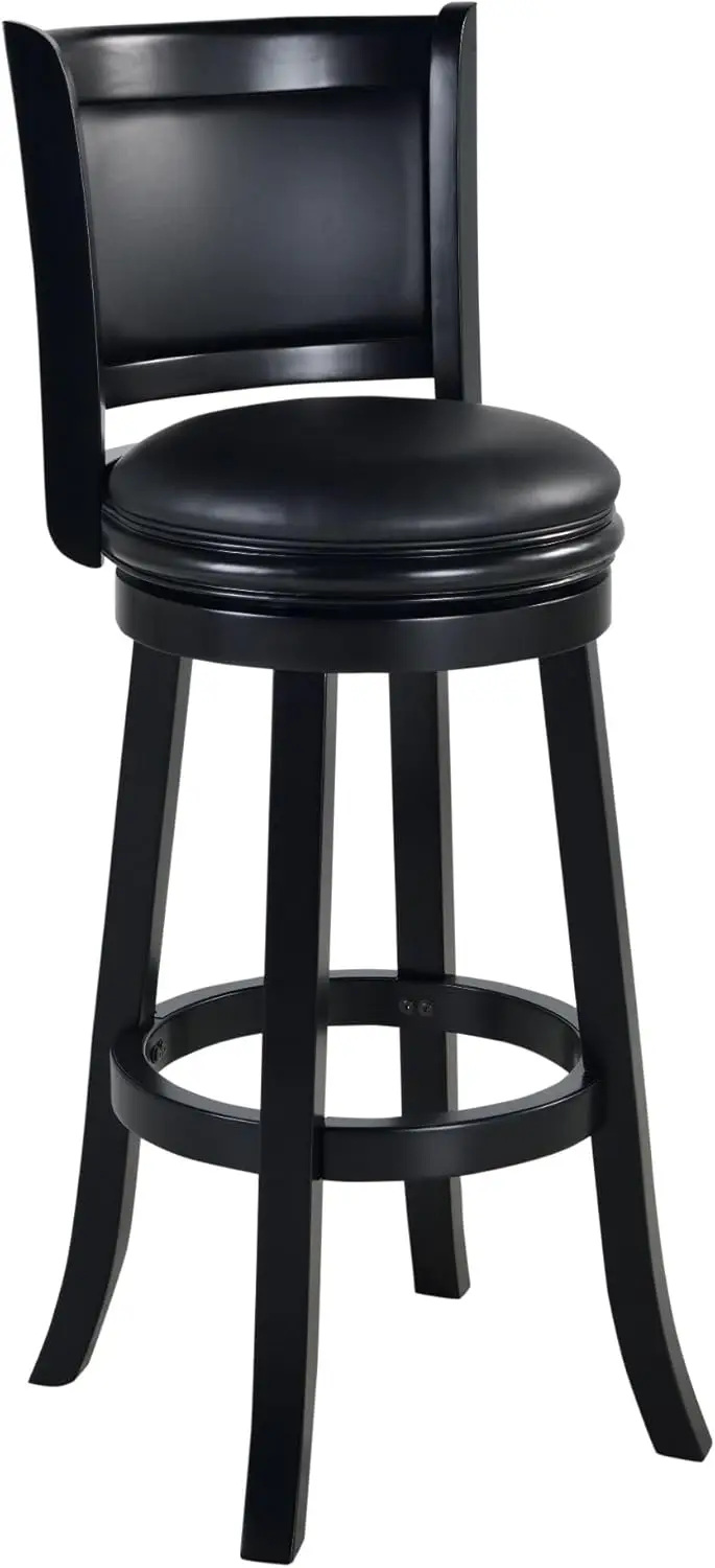 Extra Tall Swivel Bar Stool, 34-Inch Height, Black Faux Leather for Kitchen or Bar