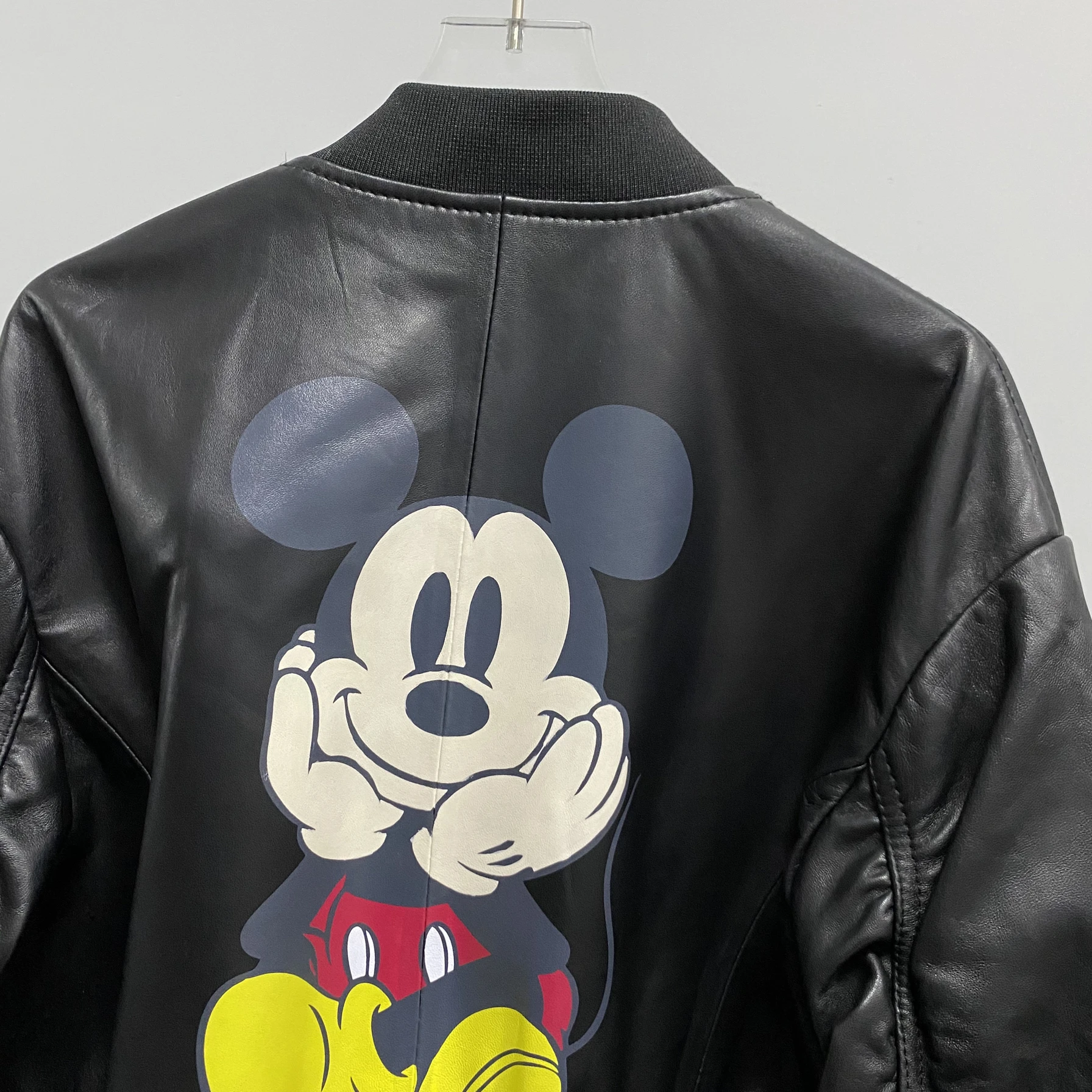 2024 Winter New Sle Women's Genuine Leather Jaet Motorcycle Baseball orm ort Casual Outerwear fiti Design