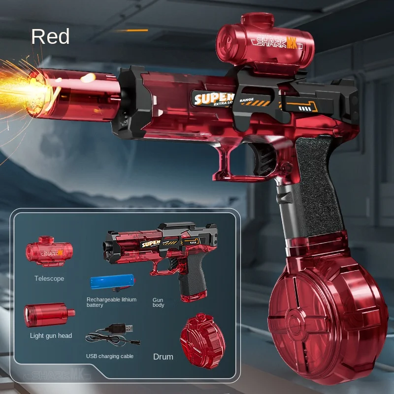 New Electric Water Gun With light Sprays Flame Effect Continuously High-pressure Powerful Outdoor Water Gun Toys wasserpistole