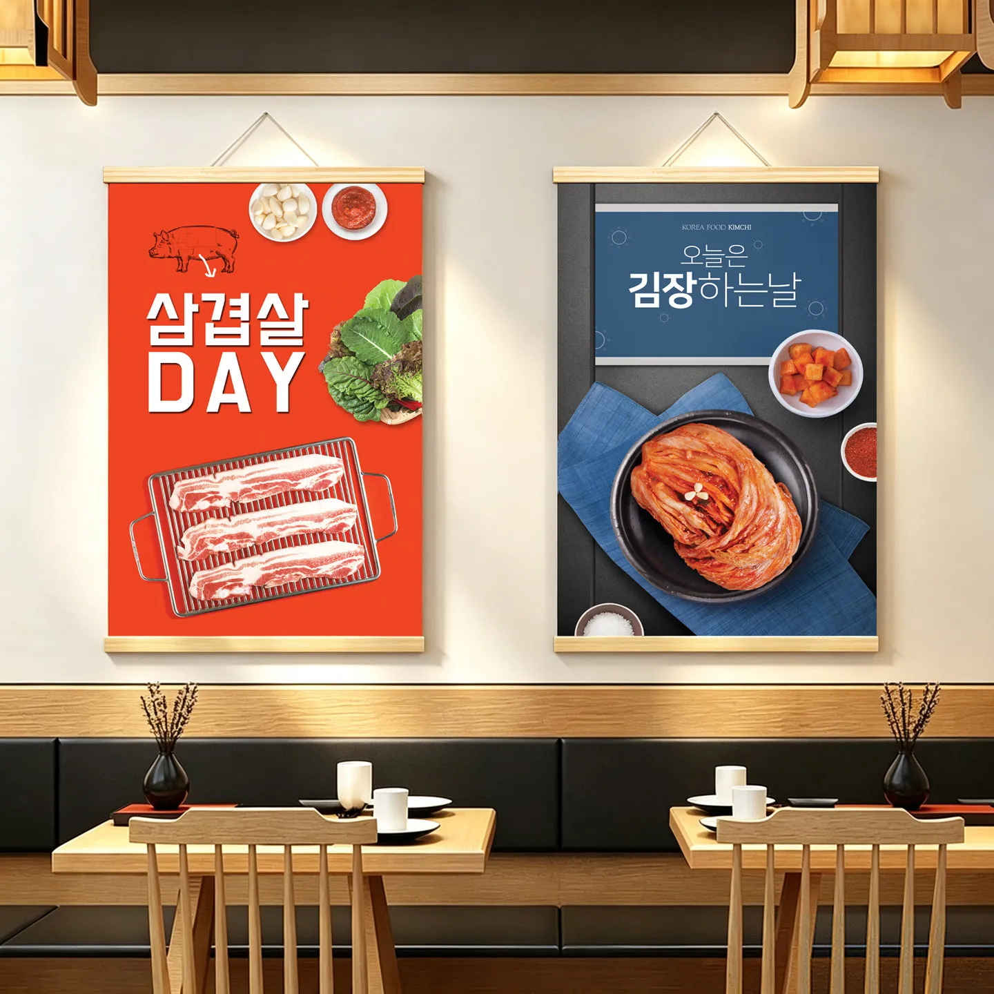 Korean Food Kimchi Restaurant Wall Art Painting Decor Mural Hanging Canvas for Korean Theme Restaurant Interior Design