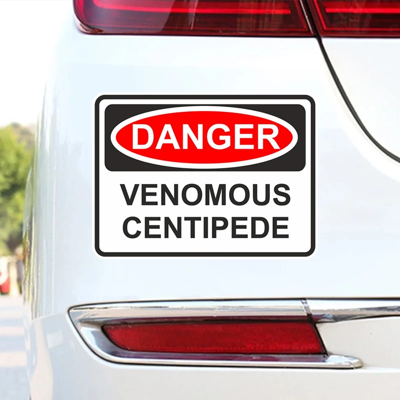 13x10cm Car Sticker Danger Venomous Centipede Warning Sticker Funny for Helmet Laptop Tablet PC