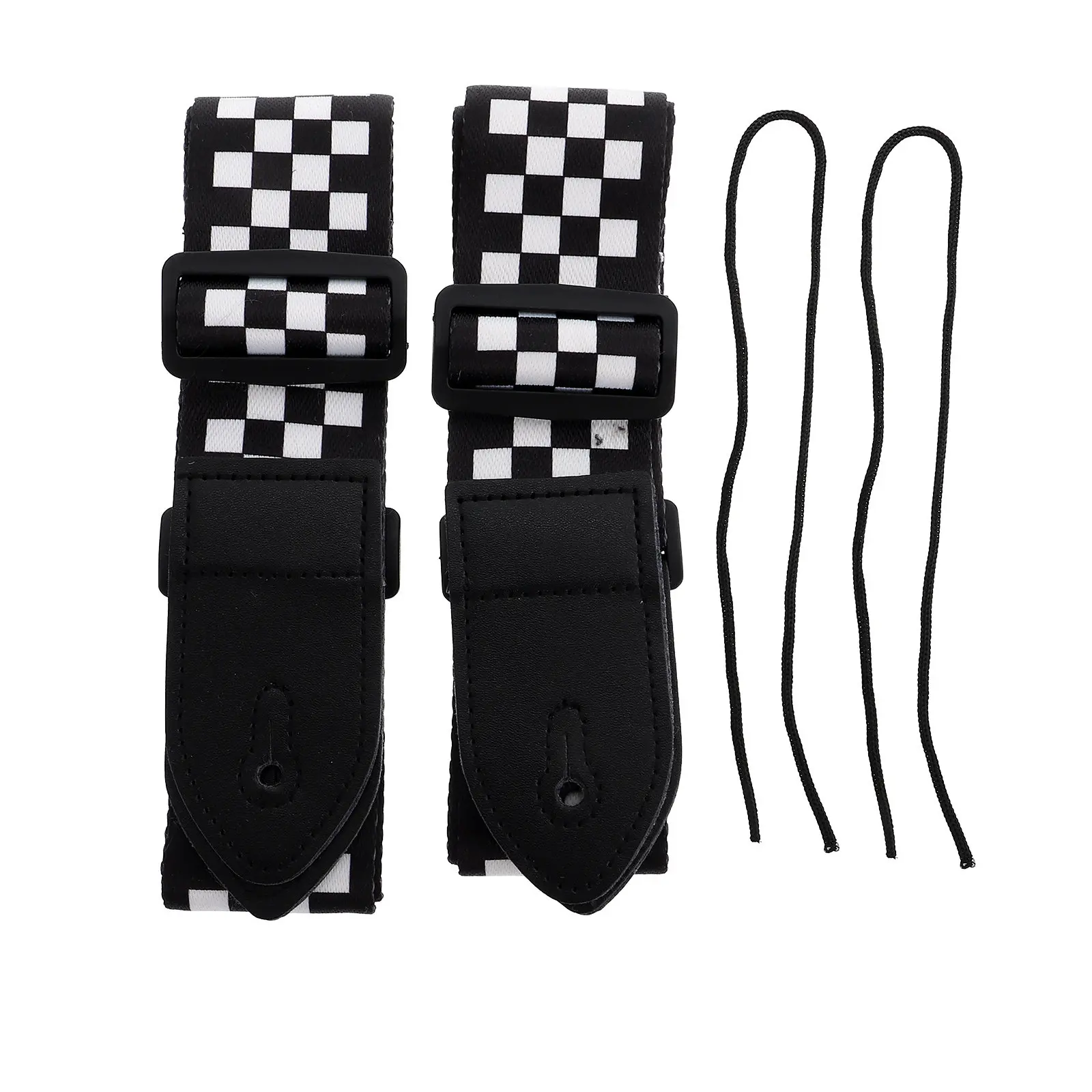 2Pcs Creative Guitar Strap Lattice Design Adjustable Cotton Guitar Shoulder Belt Strong Load-Bearing Anti-Stretch Decorative