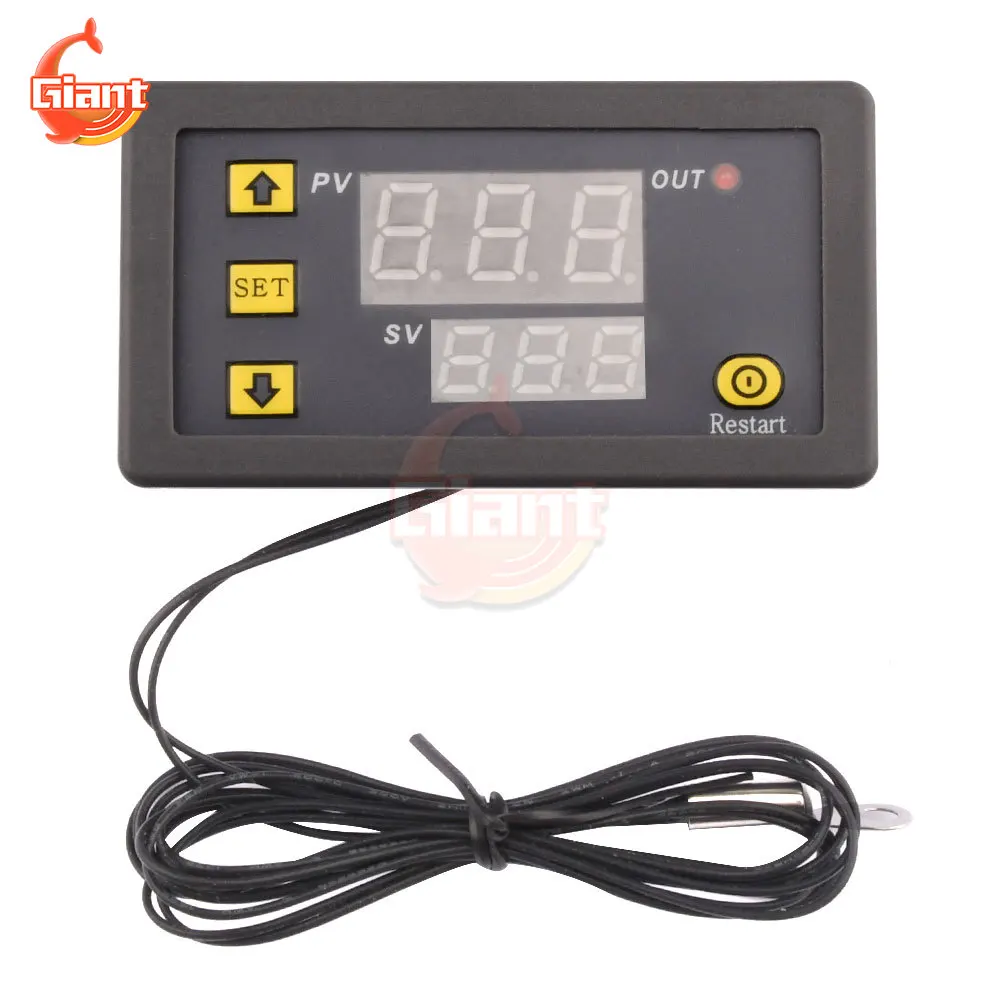 Imagem -06 - Mini Digital Controlador de Temperatura Incorporado Termostato Regulador Sonda de Metal à Prova d Água Ntc dc 5v 12v 24v