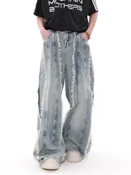 2024 Ropa Grunge Y2K Streetwear Washed Blue Baggy Stacked Jeans Pants Men Designer Clothes Wide Leg Women Loose Denim Trousers