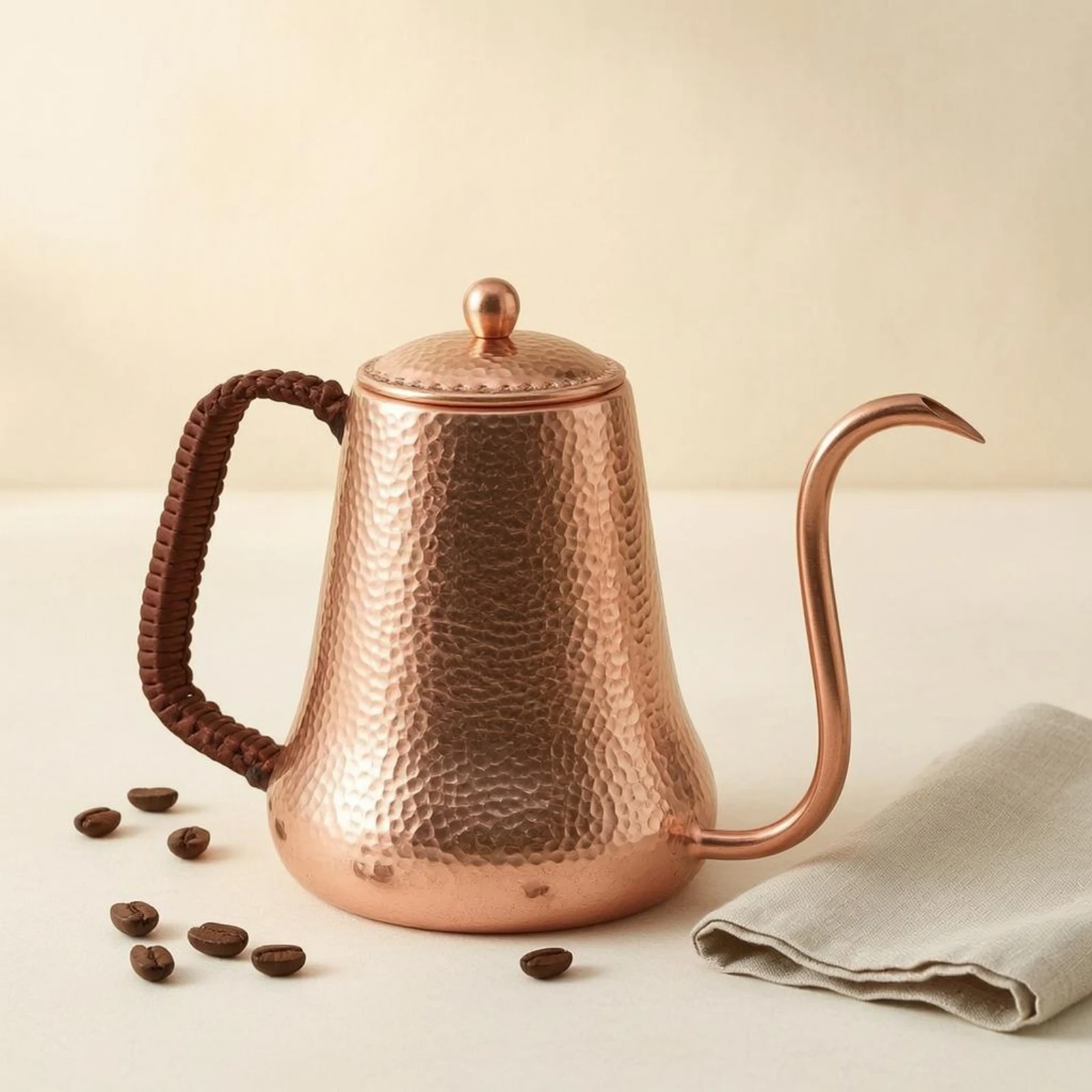 Imagen 6: Cafetera de Cobre con Boquilla Larga Tipo Cuello de Cisne, Base Acampanada, Resistente, Utensilios de Cocina