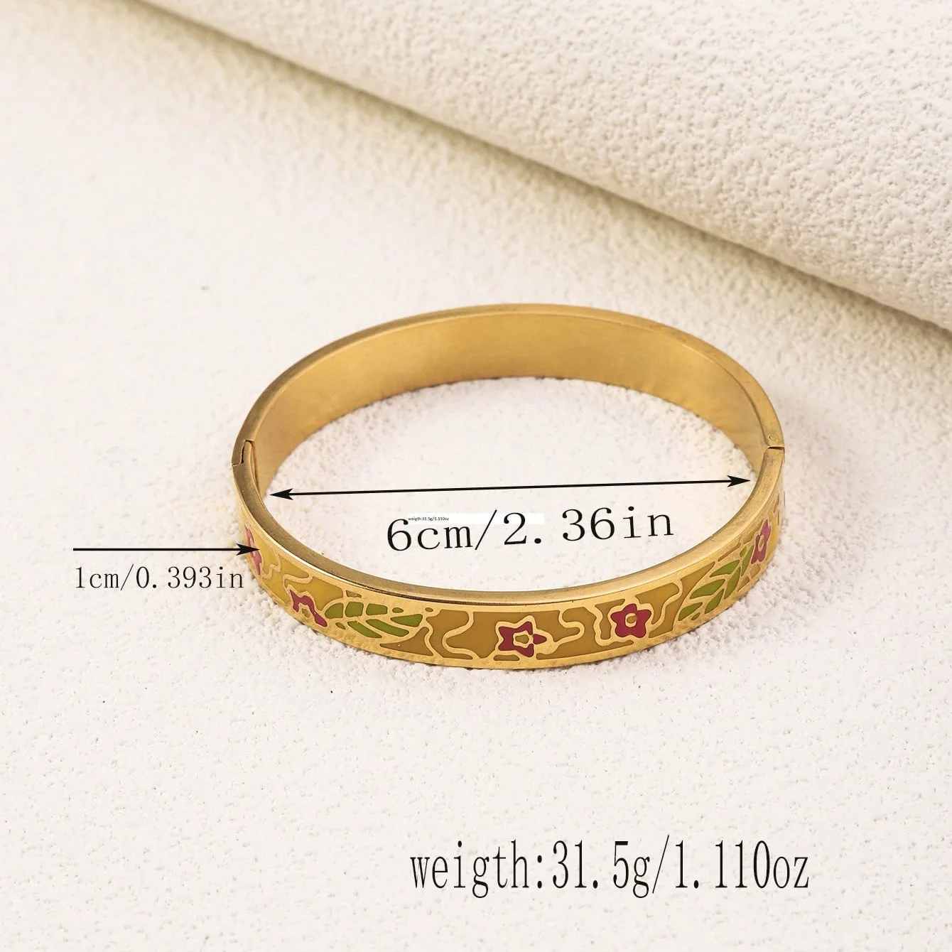 Vintage Stainless Steel Enamel Bracelet For Women Plated 18k Gold Color Open Bracelet Fashion Titanium Steel Jewelry Accessories