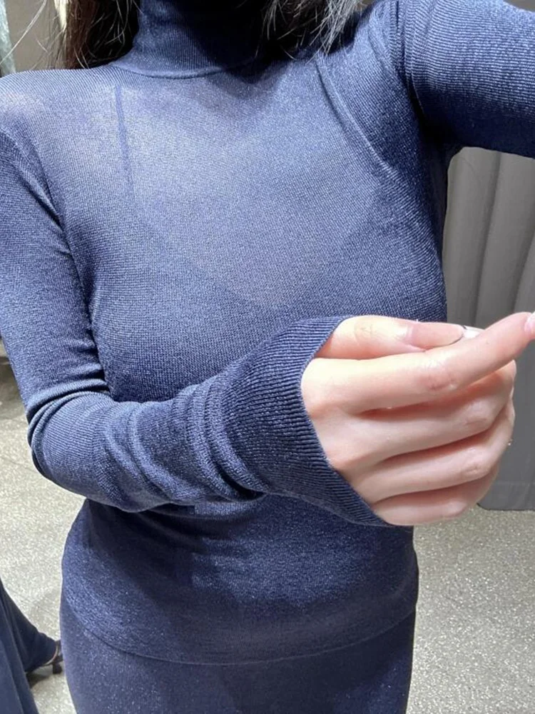 Set maglione e gonna slim fit lavorato a maglia da donna di fascia alta Set in due pezzi Faion all'inizio della primavera Collo alto lungo Sve