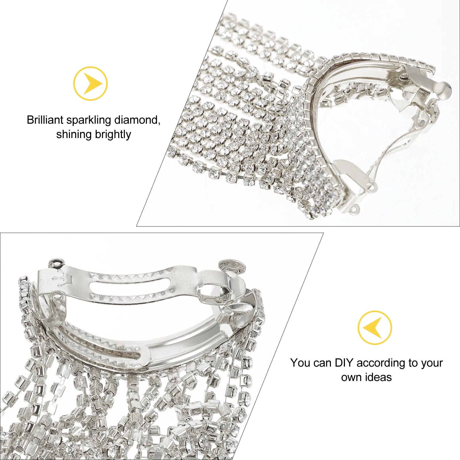 

Tassel Ponytail Clips Rhinestone Hairpin Accessories Sweet Fashion Silver Hair Fixing Clamps Styling Decorative Clasp Women Hair