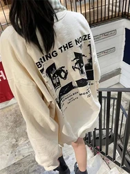 Letter Print Cotton Sweatshirts Women Y2k Streetwear O Neck Soft Cotton Long Sleeve Pullovers Vintage Casual Oversized Hoodies