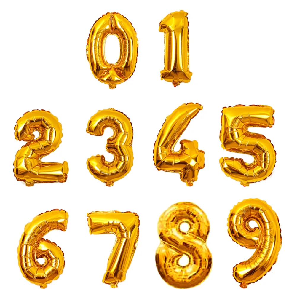 

10pcs 16 Inch Digital Number Balloons Aluminum Film Balloons Golden Party Supplies School Class Parties Celebrations Decoration
