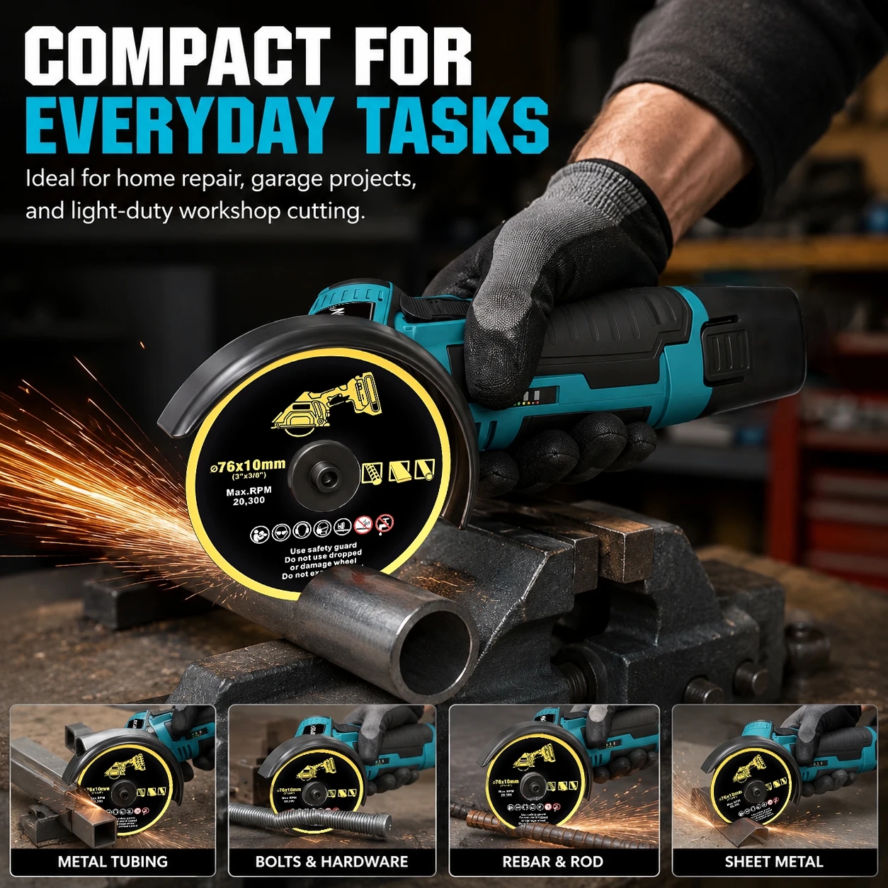 Hippcron 12V Electric Portable Angle Grinder Cordless Polishing Mini Cutting Blade Grinder Machine Lithium Battery Universal image 4