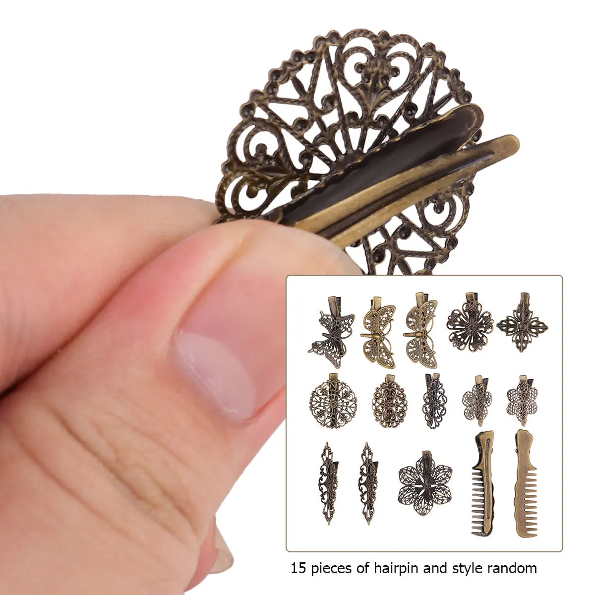 

15pcs Vintage Clips For Women Girls Barrettes Simple Hair Pins Durable Odorless Material Elegant Hair Accessories