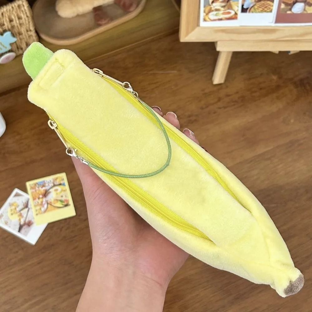Print Banana Shape Pencil Case Desktop Storage Cute Pencil Pouch Large Capacity Stationery Storage Cloth Stationery Bag Office