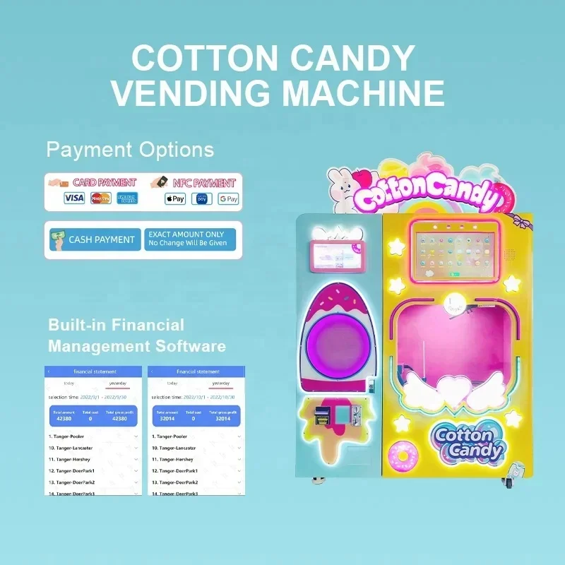 Customized Digital Cotton Candy Floss Machine Fully Automatically Commercial Cotton Candy Vending Machine