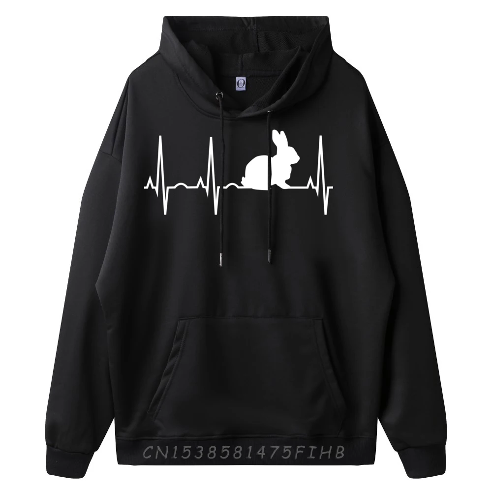 Bunny Heartbea for Bunny Lovers Rabbit Plain Shirt Mans Long Sleeve Hoodie Men Hoodies