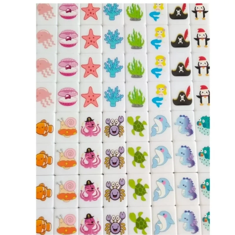 Imagem -05 - Mini Blocos de Desenhos Animados para Crianças Seaside Escape Mahjong Grupo Jogos de Mesa Social de Animais Jogos Familiares Engraçados Puzzle Brinquedos 64 Pcs