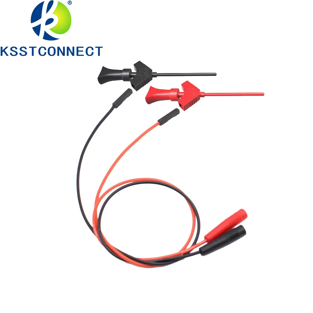 P1511B 1 para SMD IC Test Hook Clip Sonda testowa Wewnętrzna sprężyna Kabel silikonowy 22AWG z gniazdem 2mm do multimetru 20V/5A