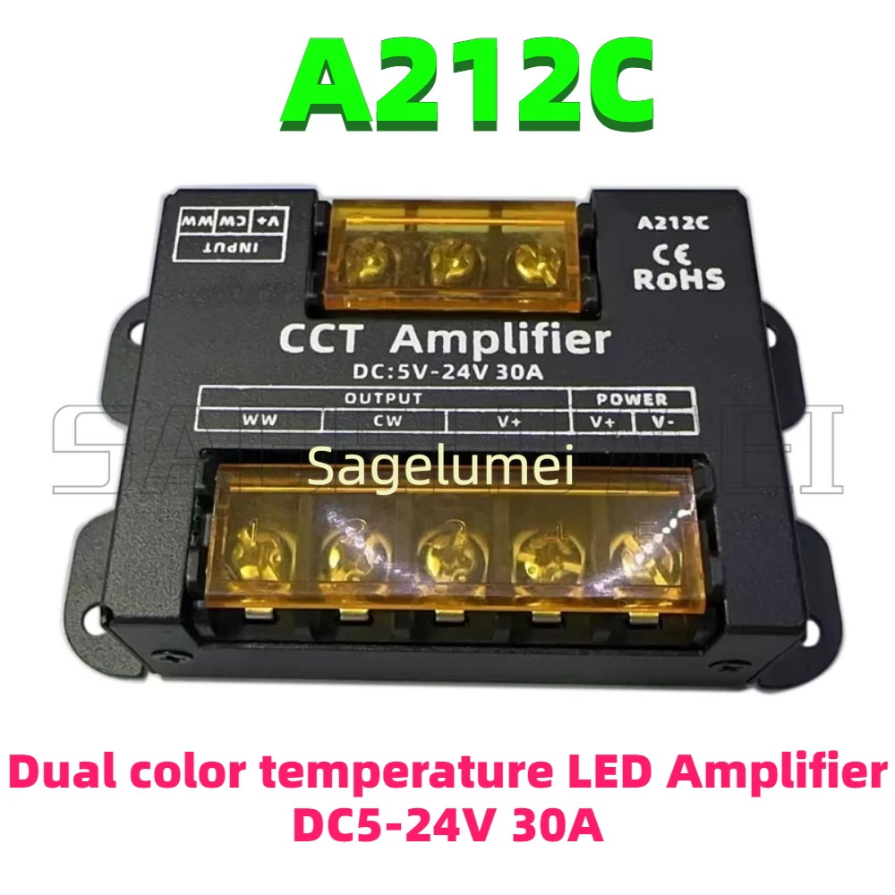 5-24VDC Dual color temperature LED Amplifier Dual knob CCT Dimmer led strip Amplifiter power Signal Repeater for WW CW Lamp tape view 4