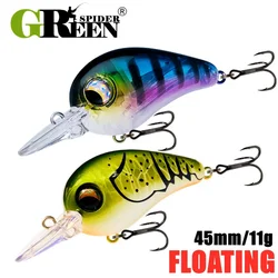 GREENSPIDER 2024 NEW 45mm 11g Crankbait Wobbler Trout Fishing Lure Freshwater Minnow Crank Artificial Hard Bait Fishing Tackle