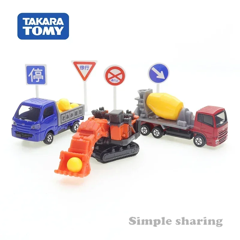 Takara Tomy. ชุดรถก่อสร้าง Tomica, ของเล่นเด็กผู้ชายมอเตอร์รถยนต์ลูกเต๋าของเล่นรถสะสม