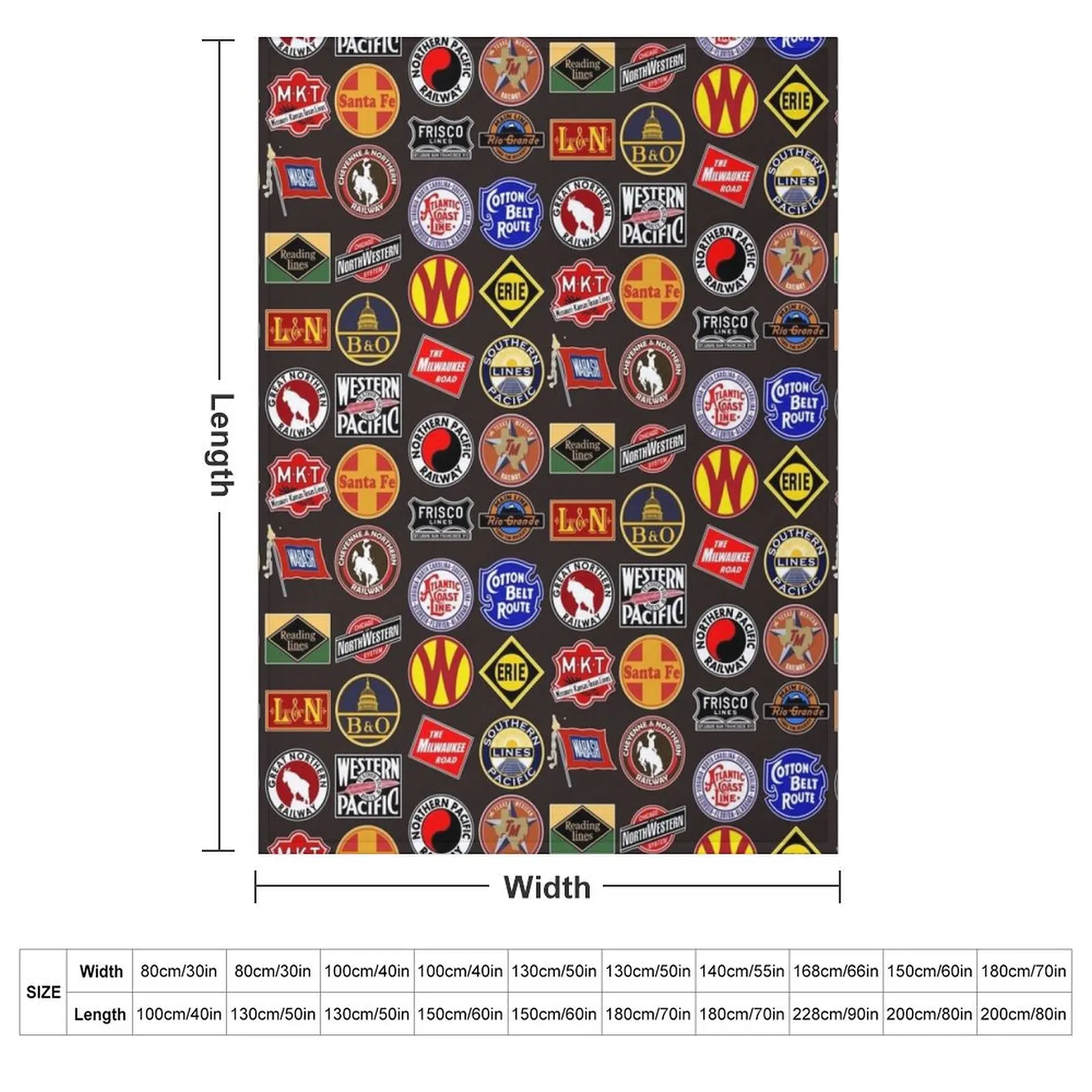 Vintage defunct Railroad Railway logos - Trains hobby Throw Blanket Furry sofa bed Soft Furrys Blankets