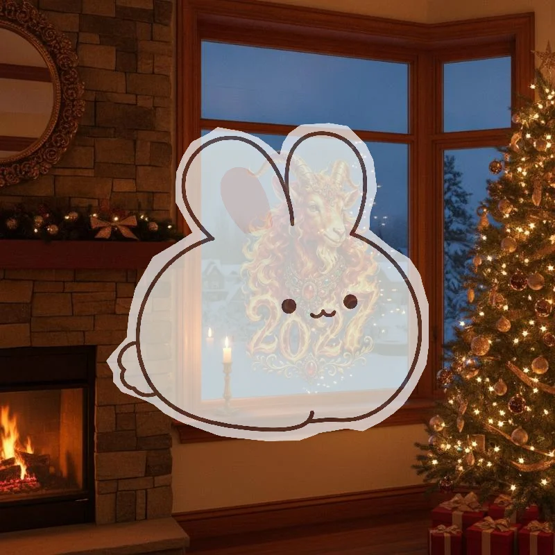 2027 Year of the Sheep Zodiac Wall Stickers No Residue Self-Adhesive Decals for Lunar New Year Living Room Window Decor