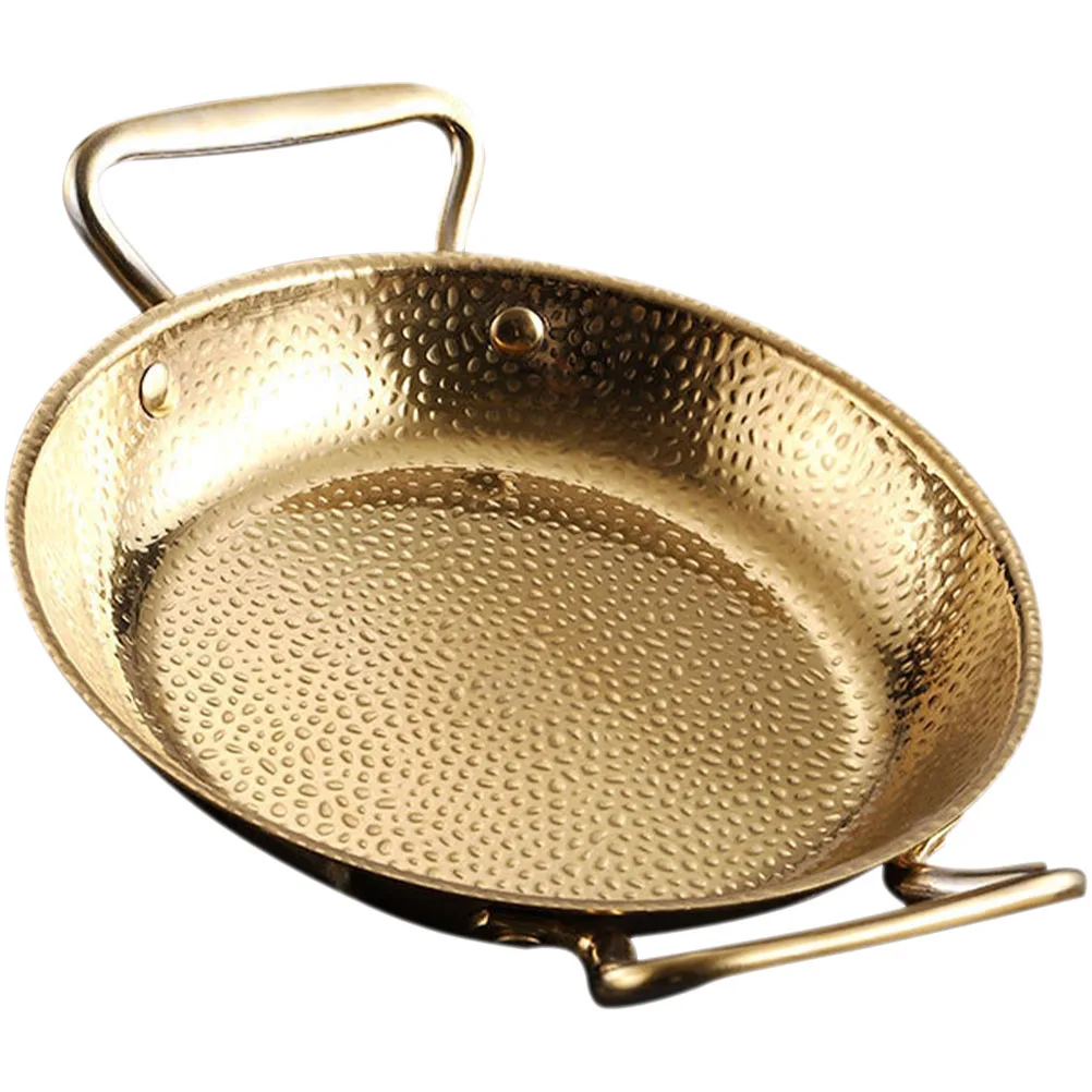 Sukiyaki-olla caliente dorada de doble mango, sartén de acero inoxidable, antiescaldaduras, lavable, accesorio de cocina, ollas Paella