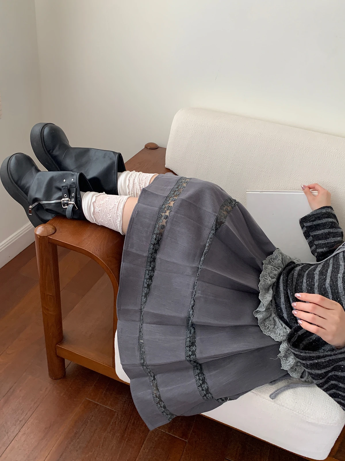 

Вязаная ажурная юбка больших размеров для женщин, осенняя, в студенческом стиле, для полных фигур, микро-вязаная