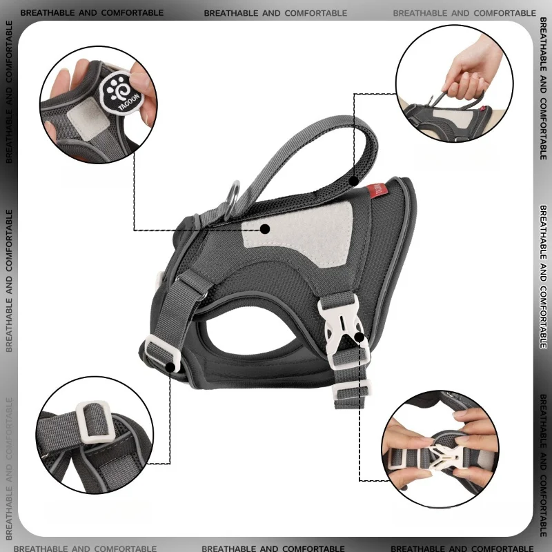 Tactical Cat Harness with 1.6m Leash, Reflective No-Pull Vest for Walking, Adjustable Breathable Cat Harness - view 3