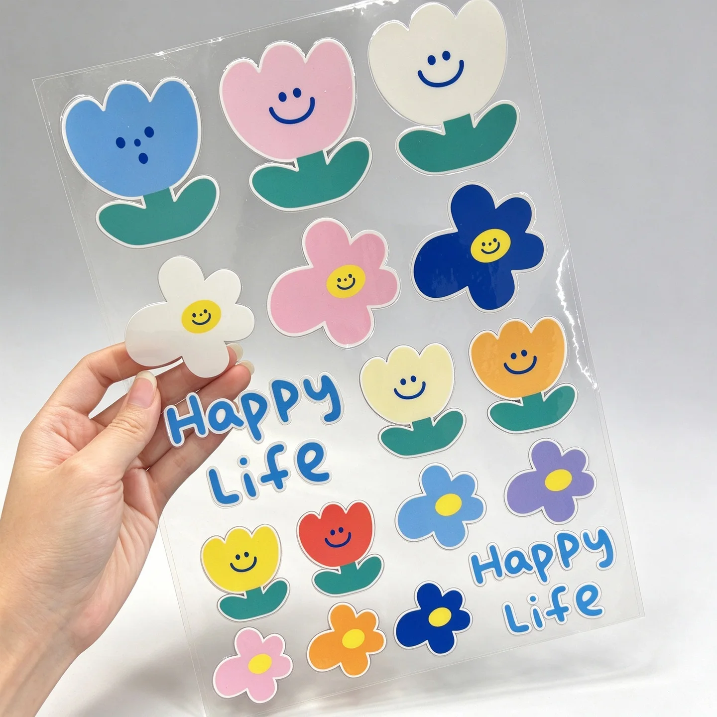 Smile Flower UV Transfer Sticker Crystal Glossy Permanent Decals DIY Decor Water Bottle Phone Case Motorcycle Helmet Storage Box