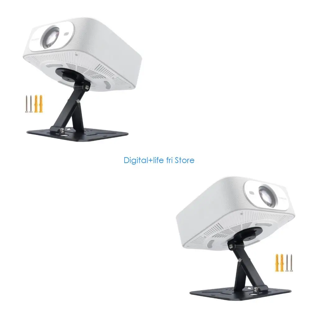 E06D Space Saving Projector Stand Foldable 26mm Thick 11lbs Load Capacity Slip Proof Triangular Base Quick Adjustment