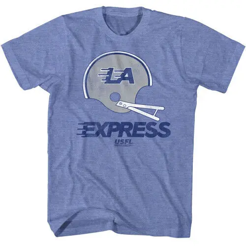 United States Football League  Express Light Blue Heather Adult T-Shirt High Quality 100%Cotton Short Sve