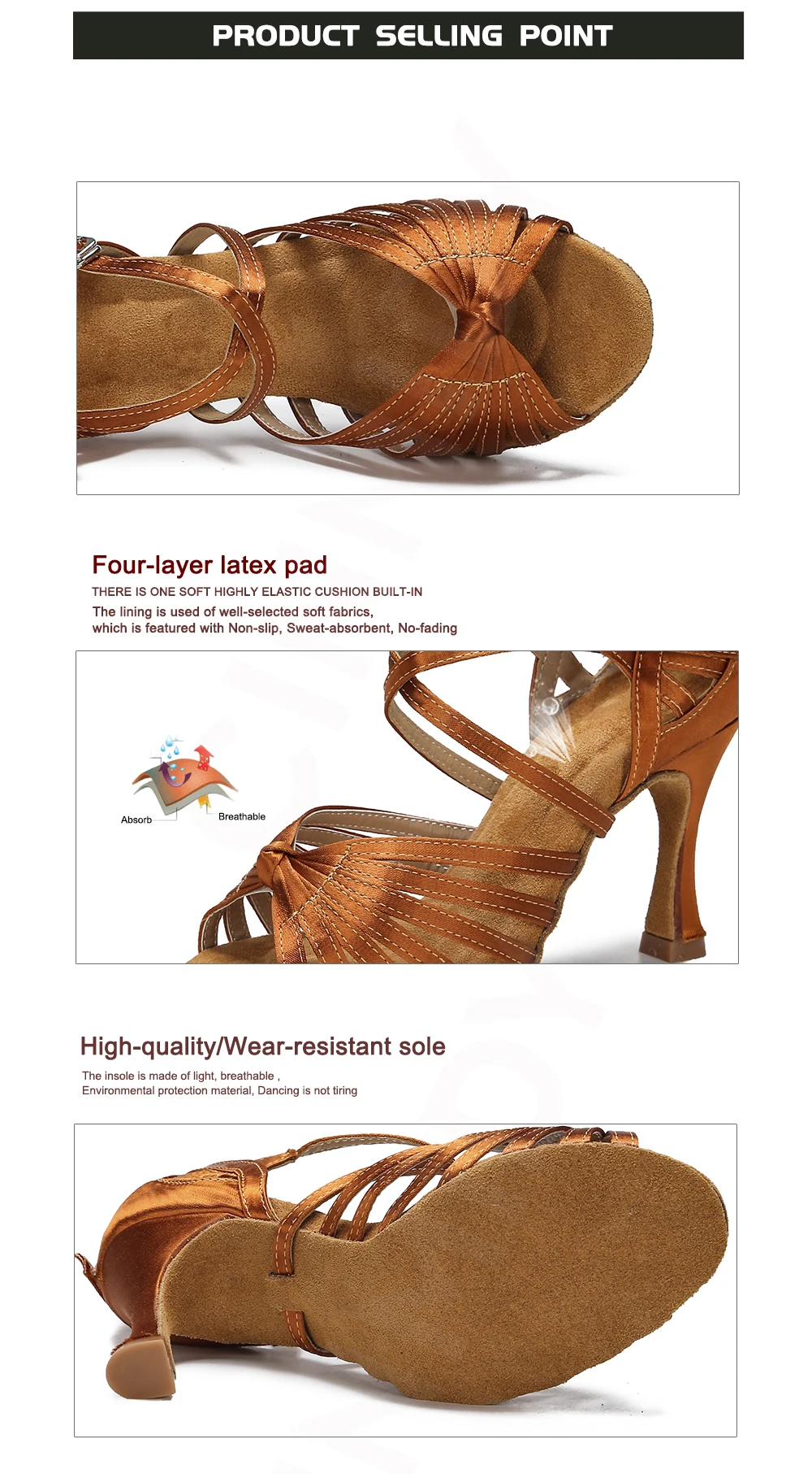 CINMIDY Seiden-Satin Tanzschuhe für Damen, Latein-Tanzschuhe, Tango-Ballsaal-Performance-Schuhe, Weichsohlen-Sandalen, Partyschuhe – Detail 7