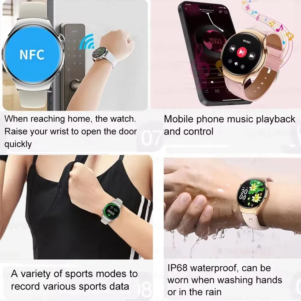 2025 nueva moda reloj inteligente mujer 360*360 pantalla HD NFC deporte ritmo cardíaco Bluetooth llamada impermeable al aire libre reloj inteligente mujeres