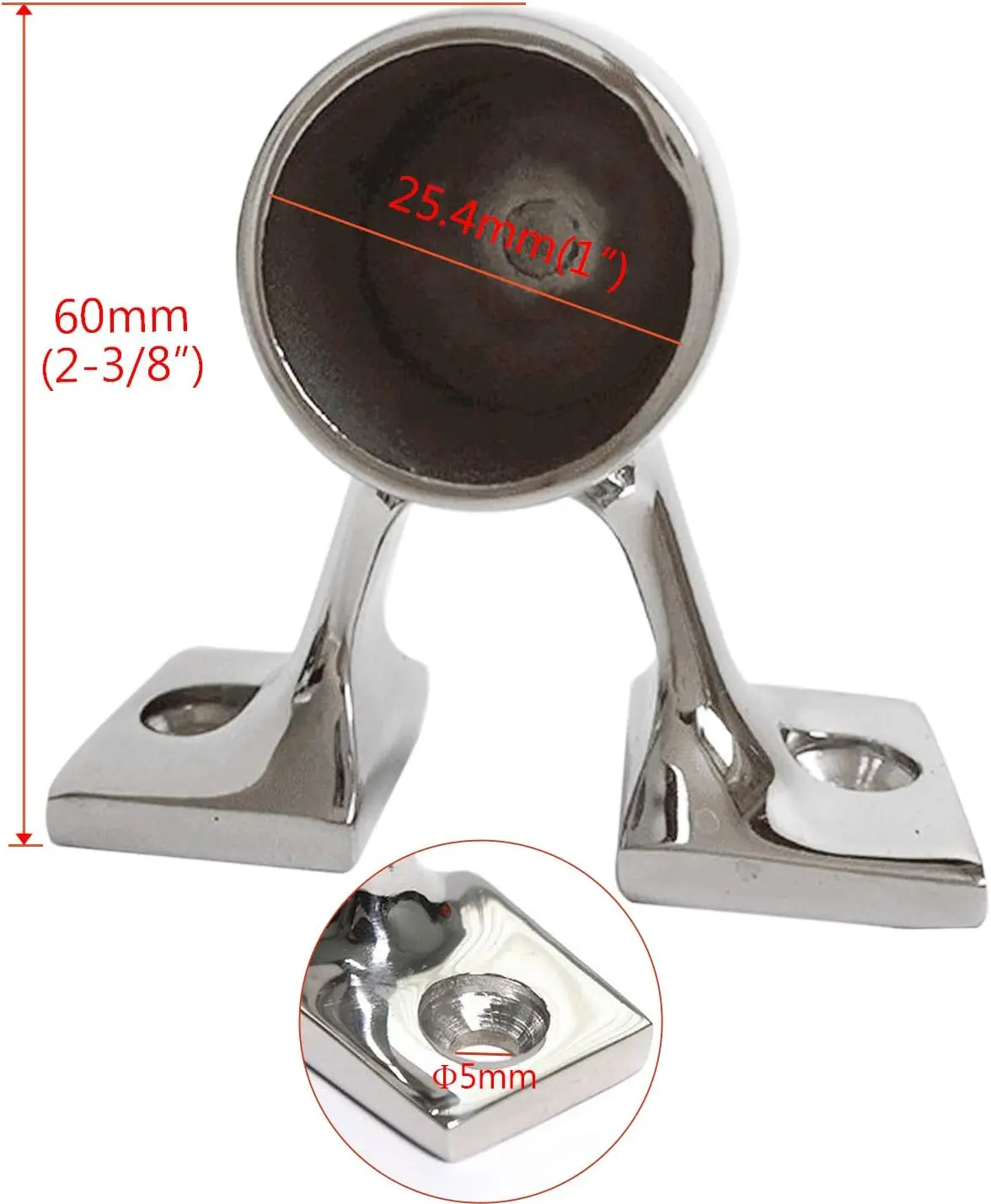 ISURE MARINE 316 Heavy Duty Stainless Steel Ship Hand Rail Accessories Outer Diameter Tube 90 Degree Right End Support Column