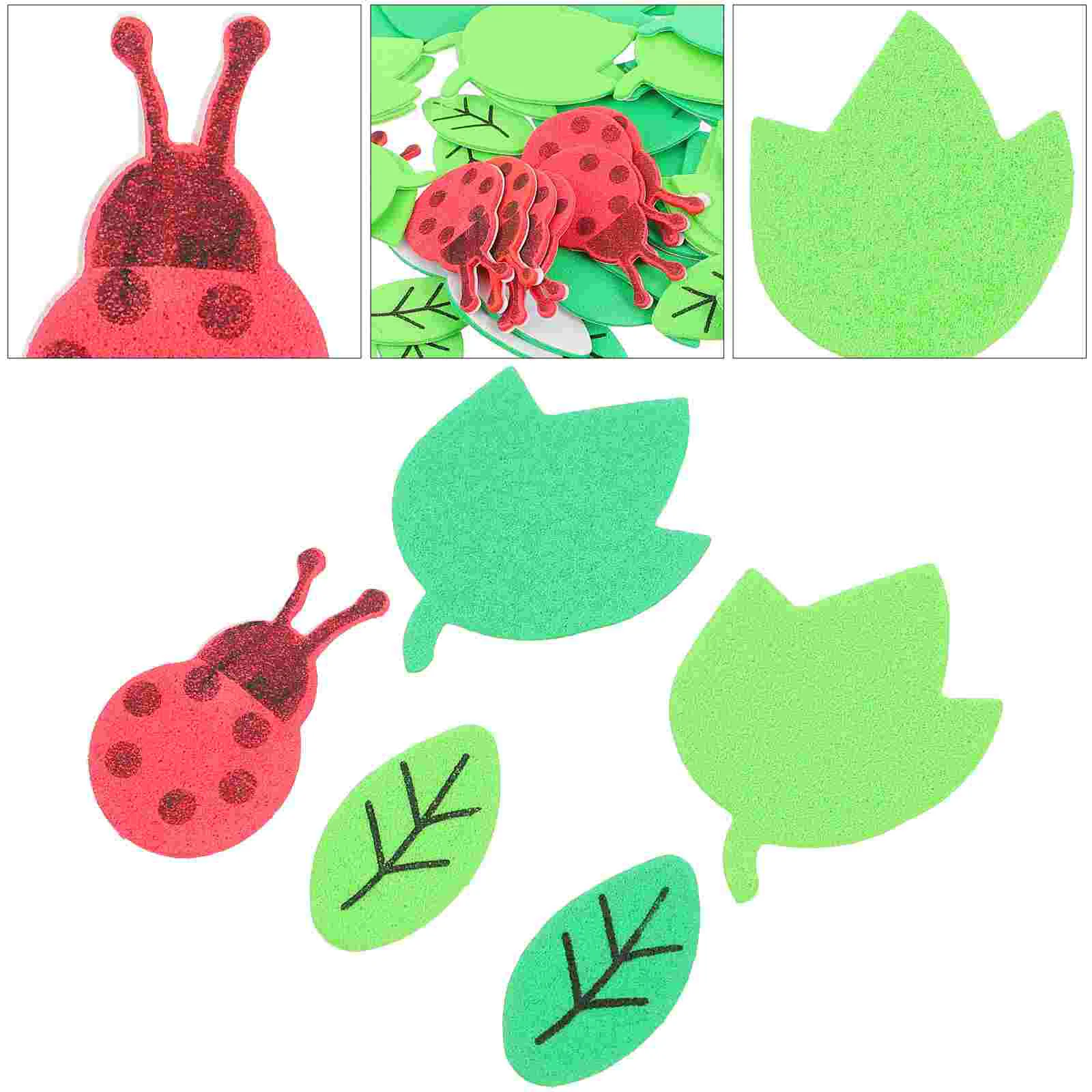 210 Pcs Ladybug Leaves Sticker Fashionable Wall Decals Living Room Static Kindergarten Decorations Eva Foam Lovely