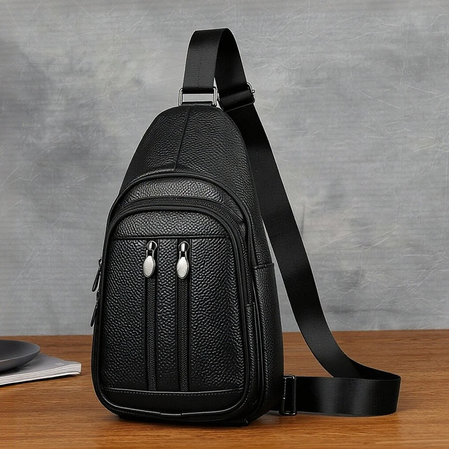 men's-fashionable-leather-crossbody-bag-top-layer-cowhide-summer-2026-chest-bag-classic-stylish-small-backpack