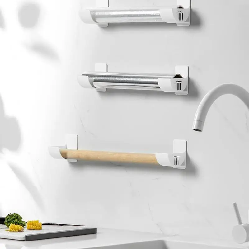 4pcs Wall Mounted Trash Bags Storage Rack Garbage Bag Holder Organizer Plastic Bag Film Container Dispenser for Kitchen Shelf