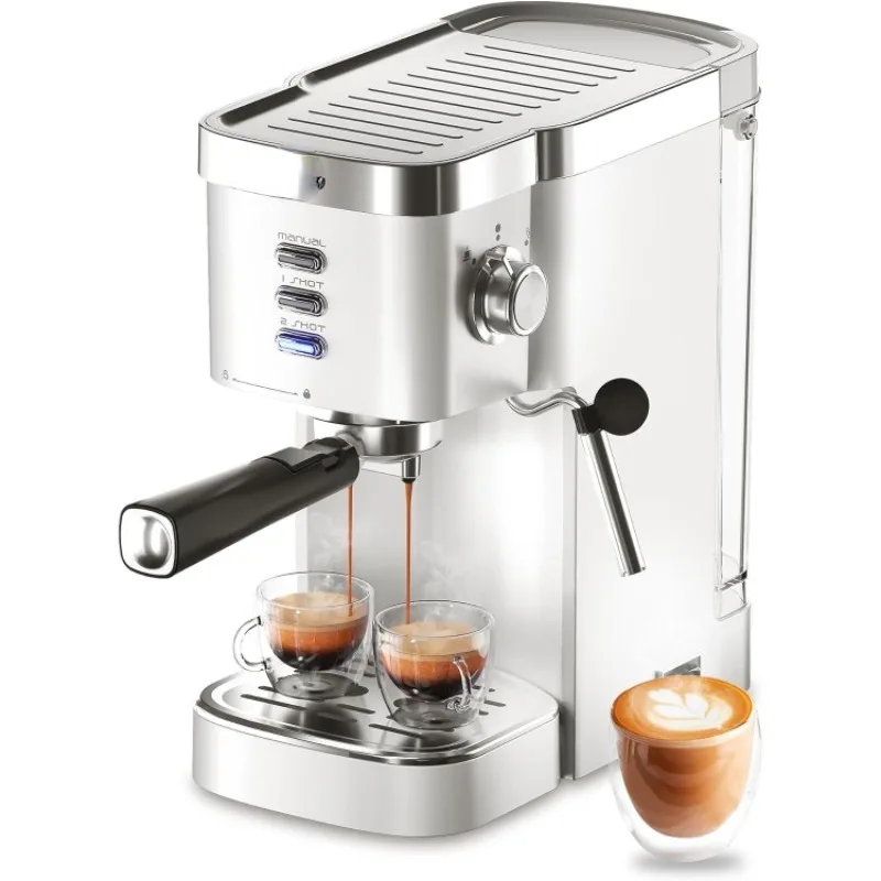 20 Bar High Pressure,Compact Espresso Machines with Milk Frother Steam Wand,Cappuccino & Latte Maker with Volume Control