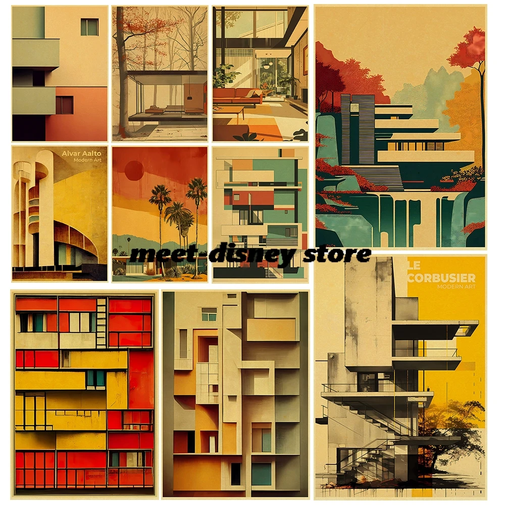 50PCS Minimalist Architectural Murals Sticker Notebook Suitcase Phone Graffiti Personalized Art Car Laptop Luggage Sticker Decor