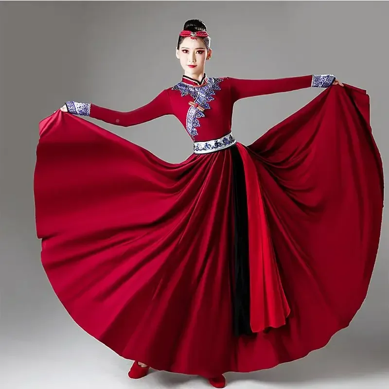 Traje de performance de dança mongol saia desempenho minoritário conjunto de 2 peças