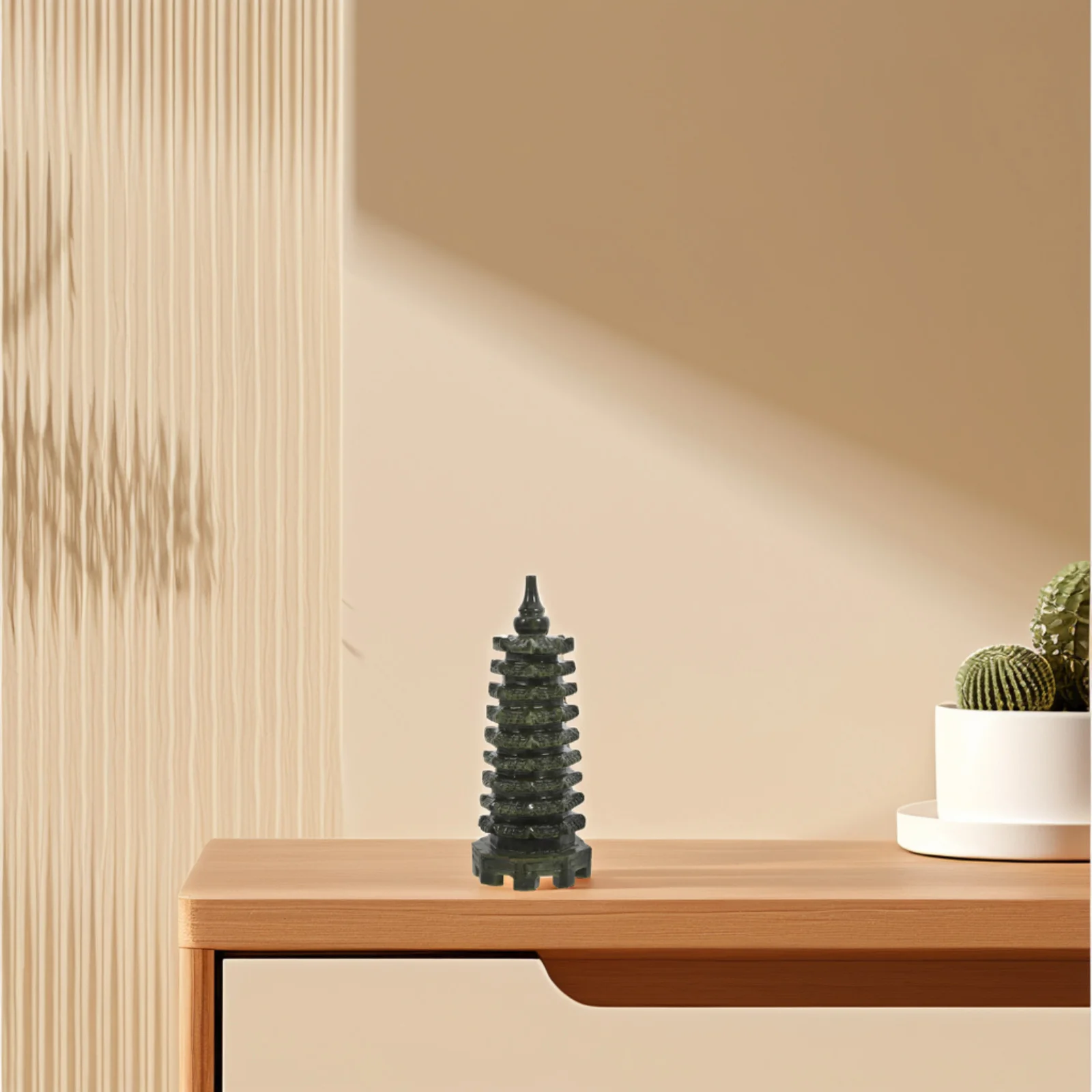 16 سنتيمتر Wenchang معبد اليد منحوتة اليشم فنغ شوي برج للمنزل مكتب ديكور إيجابي الطاقة تعزيز البوذية معبد الفن