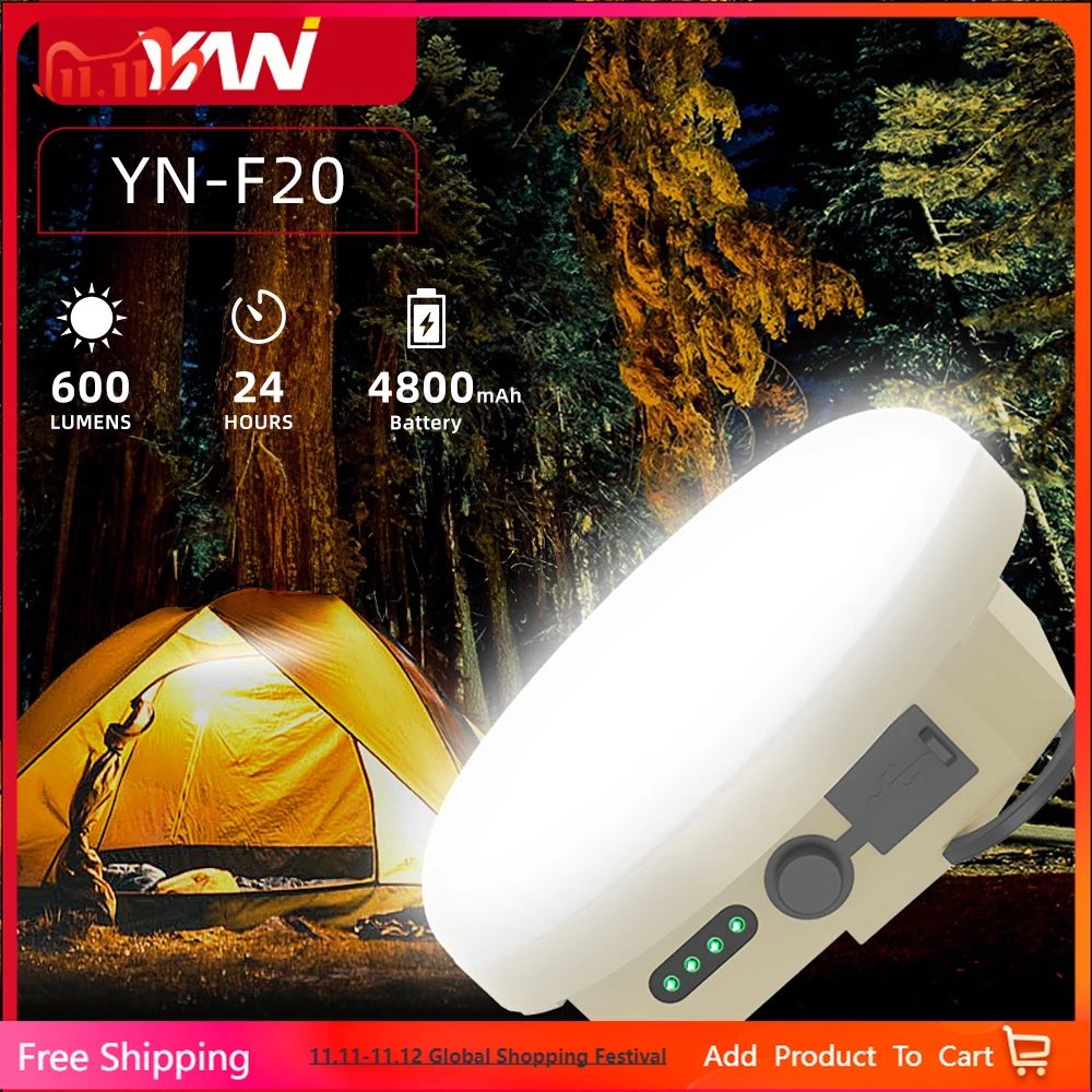

YN-F20 Outdoor Camping Lights 20W 30LED Rechargeable Hanging Lights Portable Torch Tent Lantern Power Bank for Emergency Use